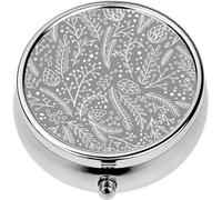 ZaCosy Mini Portable Pill Case Box for Purse Vitamin Medicine Metal Small Cute Travel Pill Organizer Container Holder Pocket Pharmacy Winter Hand drawn conifers: fir larch