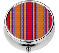 ZaCosy Mini Portable Pill Case Box for Purse Vitamin Medicine Metal Small Cute Travel Pill Organizer Container Holder Pocket Pharmacy Blanket stripes party decor ethnic