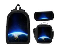 ZaCosy Solar system and planets outer space Vivid representation the solar Backpack with Lunch Box Pencil Set 3 Women Men, Multi6, 17x12.6 x5.1in