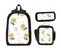 ZaCosy Sunflowers field fabric textile Flat colors easy to print Backpack with Lunch Box Pencil Set 3 Women Men, Multi10, 17x12.6 x5.1in, Traditional Backpacks