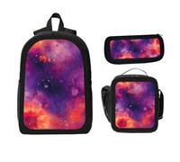 ZaCosy Vibrant featuring purple tie dye prints coral artistic textures Backpack with Lunch Box Pencil Set 3 Women Men, Multi1, 17x12.6 x5.1in, Traditional Backpacks