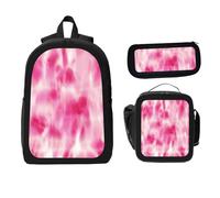 ZaCosy Watercolor Ikat featuring red ethnic designs Geometric print tie Backpack with Lunch Box Pencil Set 3 Women Men, Multi9, 17x12.6 x5.1in, Traditional Backpacks