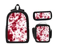 ZaCosy Watercolor Ikat featuring red ethnic designs Geometric print tie Backpack with Lunch Box Pencil Set 3 Women Men, Multi5, 17x12.6 x5.1in, Traditional Backpacks