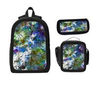 ZaCosy Watercolor Ikat featuring red ethnic designs Geometric print tie Backpack with Lunch Box Pencil Set 3 Women Men, Multi4, 17x12.6 x5.1in