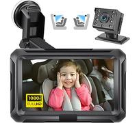 Zacro Baby Car Camera HD 1080P - Baby Car Mirror 4.3'' Display for Rear Seat with Night Vision Function, Wide View Angle, Reusable Sucker Bracket, Black