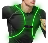 Zacro LED Reflective Running Vest, 11 Modes Reflective Running Gear, High Visibility Light Up Vest for Night Safety, Cycling, Dog Walking, Rechargeable & Adjustable Running Lights For Women & Men