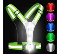 Zacro LED Reflective Running Vest with 11 Modes - 500LM High Visibility Running Light for Runners, USB Rechargeable Light Up Running Gear for Night Walking/Cycling/Jogging Adjustable for Men Women