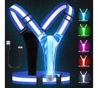Zacro LED Reflective Vest Gear - Running Vest with 5 Light Colors, 3 Light Modes, USB Rechargeable, Adjustable Waist & Shoulder - High Visibility Light Up Reflective Gear for Night Walking, Cycling