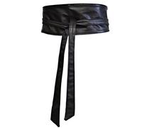 Zac's Alter Ego 11cm Black Wrap Round Kimono Corset Waist Belt Leather Effect