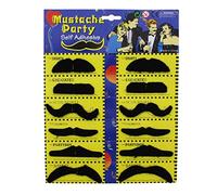Zac's Alter Ego 12 Fancy Dress Black Assorted Design Moustache Stickers
