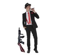 Zac's Alter Ego 1920s Gangster Costume Set, 7-Piece Fancy Dress with Hat, Lapel, Cigar, Moustache, Braces, Tie, Prop Gun