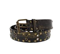 Zac's Alter Ego 2 Row Eyelet Metallic PU Belt with Gold Studs
