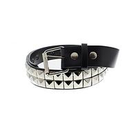 Zac's Alter Ego 2 Row Pyramid Black PU Belt with Popper Buckle