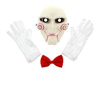 Zac's Alter Ego 3 Piece Halloween Scary Jigsaw Set - Mask, Red Bow Tie & Gloves