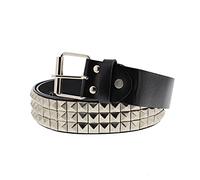 Zac's Alter Ego 3 Row Silver Pyramid Studded Black PU Belt