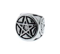 Zac's Alter Ego 3 Sided Pentagram Ring - Alternative Gothic Jewellery Vintage Punk Skull Gift for Men Boys
