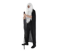 Zac's Alter Ego 4-Piece Wizard Costume Kit: Cloak, Wig, Beard & Staff for Halloween, World Book Day, and Adult Fancy Dress Party