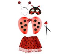 Zac's Alter Ego 5 Piece Fancy Dress Costume Set - Ladybird, Bumblebee & Butterfly - Tutu, Wings, Mask, Headband and Wand (Ladybird)