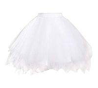 Zac's Alter Ego 80s Club Fancy Dress Adult Women's 4 Layer Tutu Skirt Including Silk Lining - Layered Tulle Petticoat Halloween Fairy Princess Angel (White)