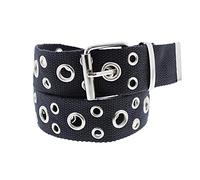 Zac's Alter Ego Adjustable Black Alternating Eyelet Canvas Belt for Women & Men