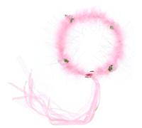Zac's Alter Ego Angel Fairy Feather Halo Headband Crown, White and Pink Fur Tinsel with Flowers, Stars and Streamers for Party, Festival, Wedding, Birthday Costume Accessories