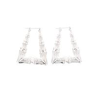 Zac's Alter Ego Bamboo Style Gold & Silver Patterned Earrings (silver triangular bamboo pattern)