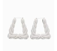 Zac's Alter Ego Bamboo Style Gold & Silver Patterned Earrings (Silver Triangular Spiral Pattern)