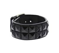 Zac's Alter Ego Black on Black 2-Row Pyramid Studded PU Bracelet with Buckle