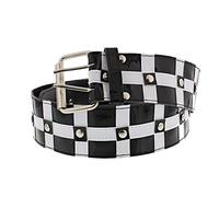 Zac's Alter Ego Black & White Patterned 60s Belt with Studs