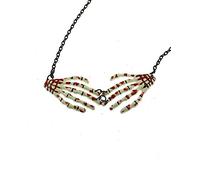 Zac's Alter Ego® Bloodied Skeleton Hands on Black Chain Necklace
