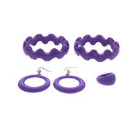 Zac's Alter Ego Bright Plastic Jewellery Set - Crinkle Bangles, Earrings & Ring Lilac