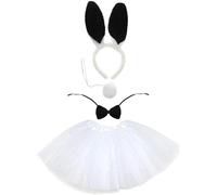 Zac's Alter Ego Bunny Suit includes Aliceband, Elastic Bow and Tail, Kids Bunny Ears Tutu Costume Set for Easter, Halloween, World Book Day Rabbit Accessories for Women Halloween Party Cosplay