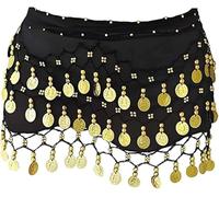 Zac's Alter Ego Coin Belly Dance Hip Skirt Rave Fringe Hip Scarf Costume Dance Mini Wrap Skirts for Women and Girls
