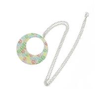 Zac's Alter Ego Colourful Peace Sign Hoop Pendant Necklace, Retro Hippie Boho Style, Silver Tone Chain, for Women and Teens