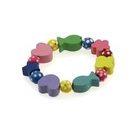 Zac's Alter Ego Colourful Wooden Beaded Bracelet, Heart, Fish and Flower Shapes, Multicolour, Fun Gift for Girls and Boys