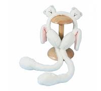 Zac's Alter Ego Cute Teddy Bear Earmuffs with Moving Flapping Ears, Plush Winter Ear Warmers with Squeeze Tail Mechanism
