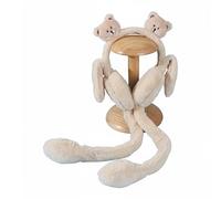 Zac's Alter Ego Cute Teddy Bear Earmuffs with Moving Flapping Ears, Plush Winter Ear Warmers with Squeeze Tail Mechanism