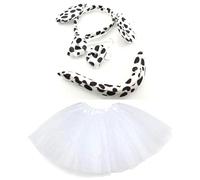 Zac's Alter Ego Dalmatian Black spotted Dog Ear Costume Party Cosplay Set Halloween Costumes for Ladies Kids Baby Shower children birthday tail, 4 Piece set, World Book Day