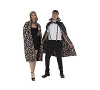 Zac's Alter Ego Day of The Dead Reversible Sugar Skull Cape, Unisex Halloween Fancy Dress Costume Accessory, Black