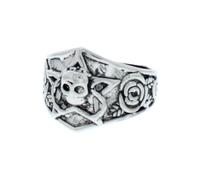 Zac's Alter Ego Detailed Gothic Alternative Fashion Punk Roses & Pentagram Skull Ring