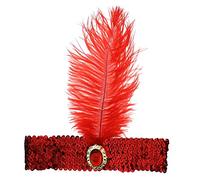Zac's Alter Ego Elegant Red Charleston Headband for 1920s Flapper Fancy Dress