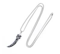 Zac's Alter Ego Engraved Black & Silver Dagger Chain Necklace - Metal Rock Punk Grunge Goth Accessories Jewellery Style for Men & Women