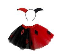 Zac's Alter Ego Fancy Dress Black & Red Jester Headband & Tutu Set - Halloween World Book Day Cosplay