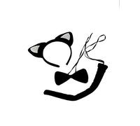 Zac's Alter Ego Fancy Dress Halloween Black Cat Set/Costume - 3 Pieces For Adults Kids, Animal Headband Tail Bow tie, for Halloween Birthday World Book Day