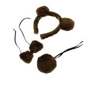 Zac's Alter Ego Fancy Dress Instant Brown Bear Kit - Costume Accessories, Furry Ear Headband Nose and Bow Tie Set, Cute Teddy Animal Dress Up Kids Adult for Halloween Cosplay Birthdays World Book Day