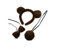 Zac's Alter Ego Fancy Dress Instant Brown Bear Kit - Costume Accessories, Furry Ear Headband Nose and Bow Tie Set, Cute Teddy Animal Dress Up Kids Adult for Halloween Cosplay Birthdays World Book Day