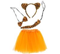Zac's Alter Ego Girls Tiger Set Tutu Costume School Book day week Nativity Angel Fairy Wings Fancy Dress Party Outfit Skirt Accessories Kit Plain Orange