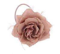 Zac's Alter Ego Glitter Hair Rose with Feathers on Clip, Elastic & Brooch Pin - Large Rose Fascinator Flower Hair Clip, Accessories Clips Elastic for Wedding