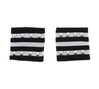 Zac's Alter Ego Gothic Punk Striped Sweatbands with Pyramid Studs - Black and Purple/Red/White - Alternative Fashion Accessories
