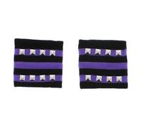 Zac's Alter Ego Gothic Punk Striped Sweatbands with Pyramid Studs - Black and Purple/Red/White - Alternative Fashion Accessories